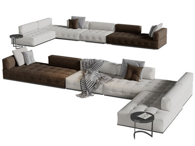 现代转角沙发3d模型 现代转角沙发