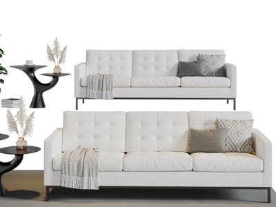 现代白色多人沙发3d模型 现代白色多人沙发