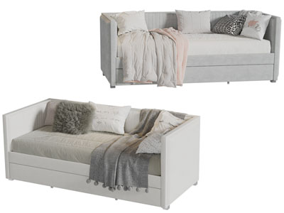 现代布艺单人床、多人沙发