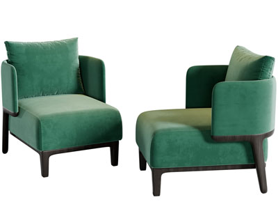 现代绿色单人沙发