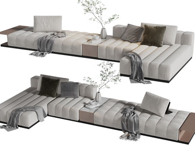 侘寂风布艺多人沙发3d模型 侘寂风布艺多人沙发
