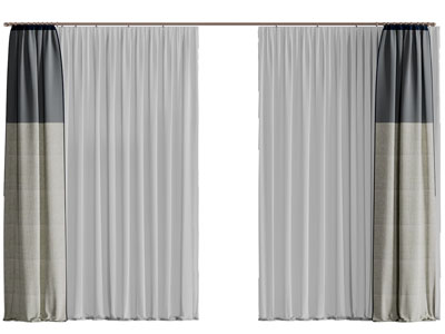 现代窗帘3d模型 现代窗帘