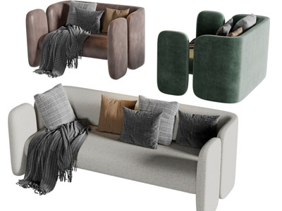 侘寂风单人、多人沙发3d模型 侘寂风单人、多人沙发