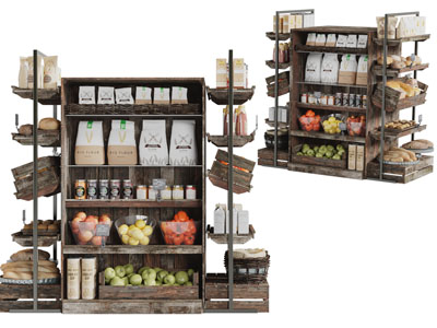 工业风loft实木食品货架展柜