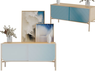 现代电视柜、装饰画