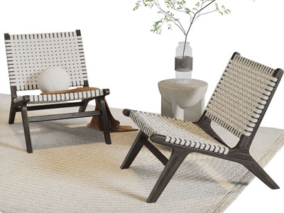 侘寂风休闲椅子、边几