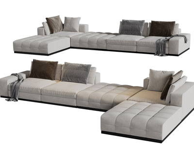 现代布艺转角多人沙发3d模型 现代布艺转角多人沙发