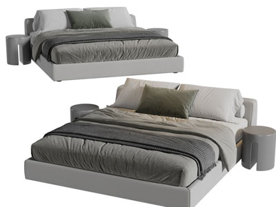现代布艺双人床