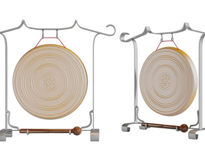 新中式金属锣和鼓槌3d模型 新中式金属锣和鼓槌