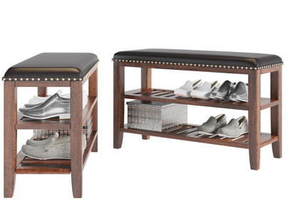 美式实木换鞋凳鞋架