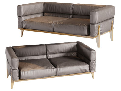 现代实木支撑的多人沙发3d模型 现代实木支撑的多人沙发