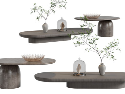 侘寂风椭圆形茶几3d模型 侘寂风椭圆形茶几