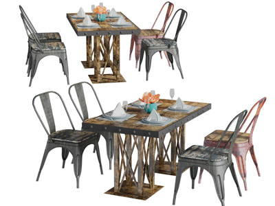 工业风餐桌椅组合