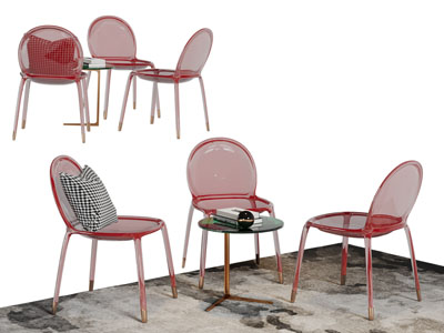 现代休闲椅子边几