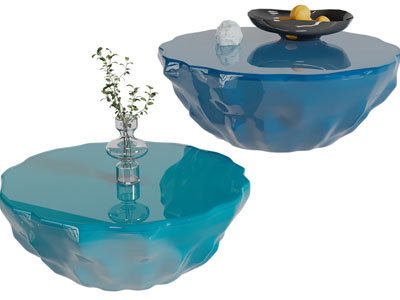 现代蓝色玻璃茶几3d模型 现代蓝色玻璃茶几