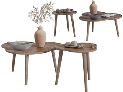 北欧实木茶几3d模型 北欧实木茶几