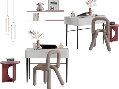 现代轻奢书桌椅组合