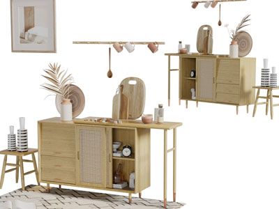 实木推拉门的餐边柜