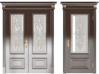 欧式实木双扇单扇平开大门