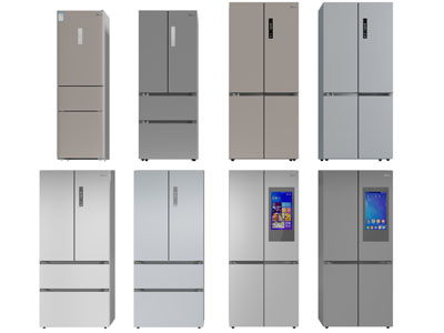 现代双扇山下平开门的电冰箱