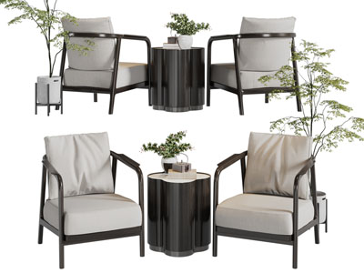 新中式休闲椅子边几