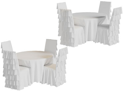 现代带桌布椅套的餐桌椅组合