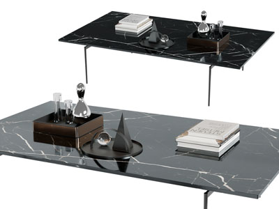 现代长方形大理石茶几3d模型 现代长方形大理石茶几