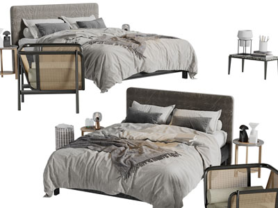 现代布艺双人床