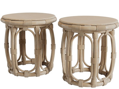 中式藤编鼓形凳子