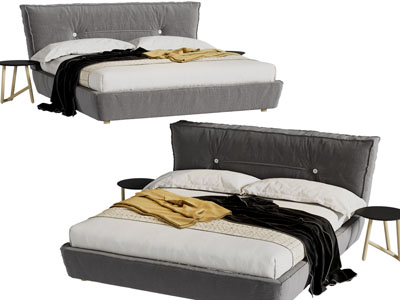 现代布艺双人床