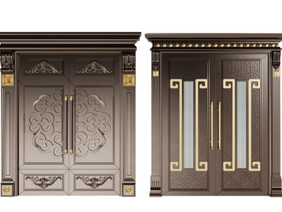 新中式铜制双扇大门
