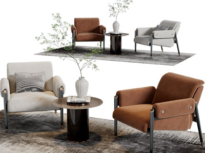 现代布艺单人沙发