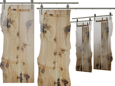 现代原木推拉门