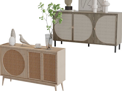 侘寂风玄关柜边柜