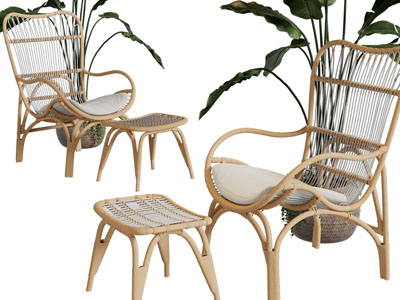 东南亚编织休闲椅子脚踏