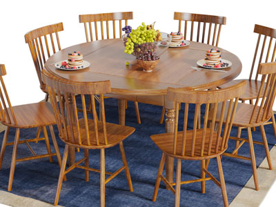 北欧圆形实木餐桌椅组合