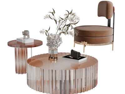 现代轻奢茶几休闲椅子