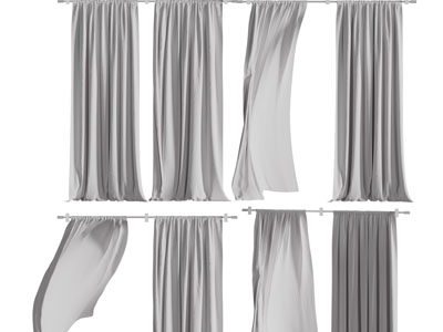 现代布艺窗帘3d模型 现代布艺窗帘