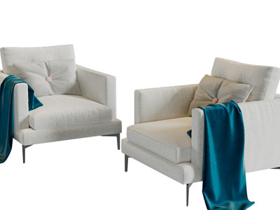 现代布艺单人沙发