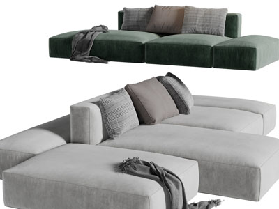 现代布艺多人沙发3d模型 现代布艺多人沙发