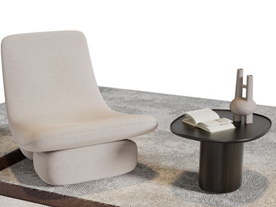 侘寂风单人沙发边几