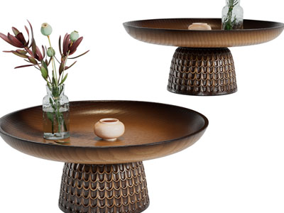 现代实木圆形茶几3d模型 现代实木圆形茶几