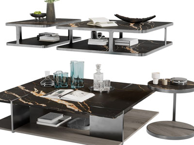 现代方形大理石茶几3d模型 现代方形大理石茶几