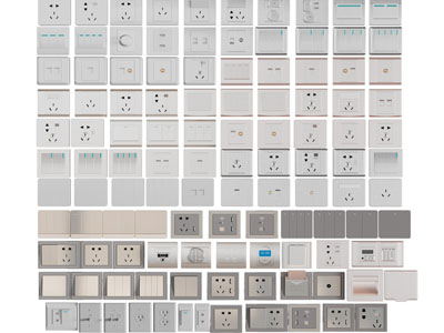 现代方形开关面板插座3d模型 现代方形开关面板插座