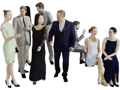 聊天的多人人群3d模型 聊天的多人人群