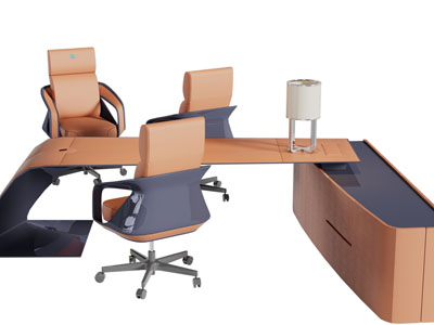 现代带收纳柜的老板桌老板台