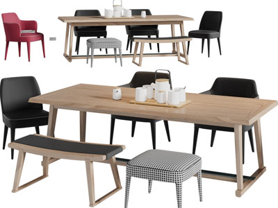 日式实木餐桌椅组合