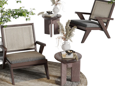 侘寂风休闲椅子边几