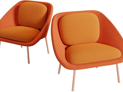 现代橙色布艺休闲椅子