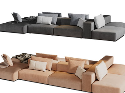 现代布艺块状多人沙发3d模型 现代布艺块状多人沙发